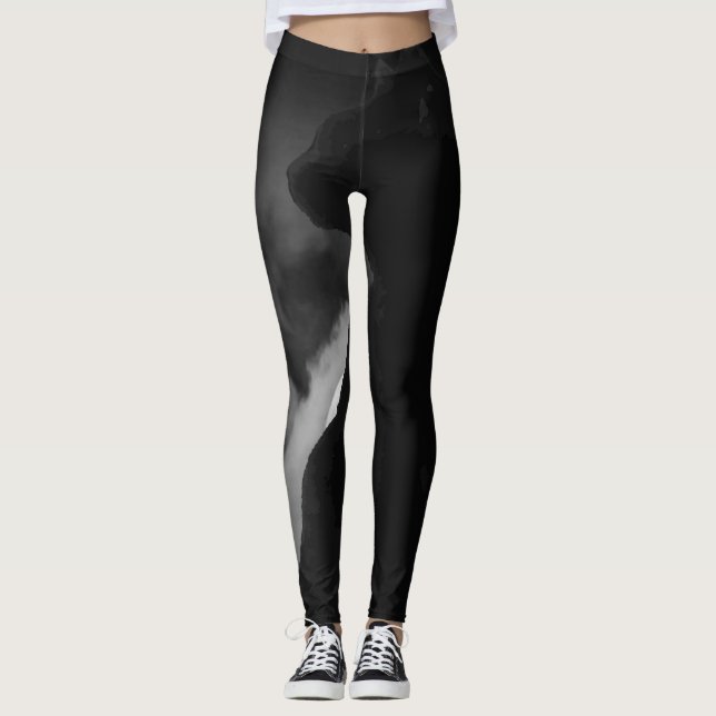Black Cat Moonlight Silhouette Leggings (Framsida)