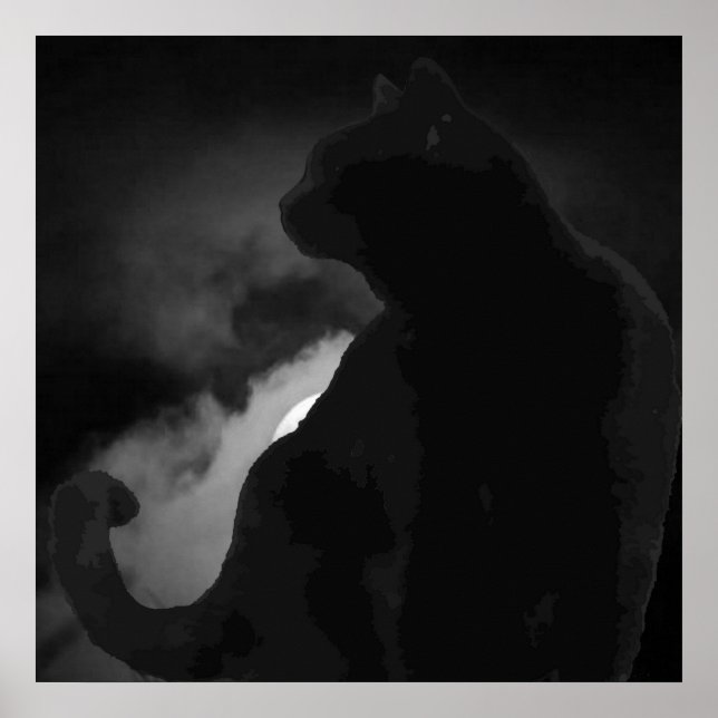 Black Cat Moonlight Silhouette Poster (Framsidan)