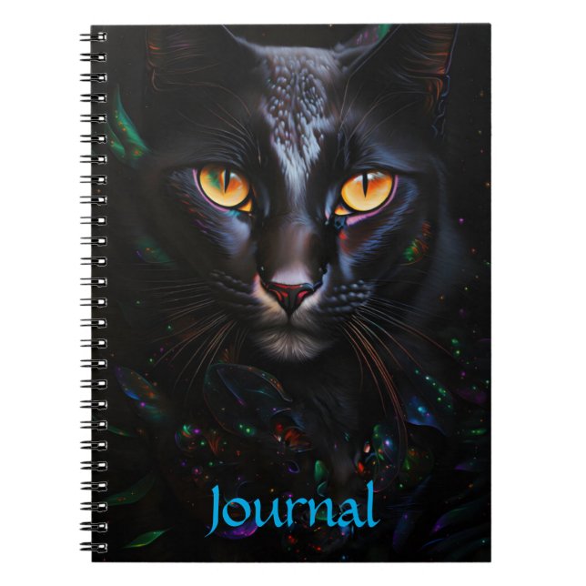 Black Cat Mystical Stil Art Journal Anteckningsbok (Framsidan)