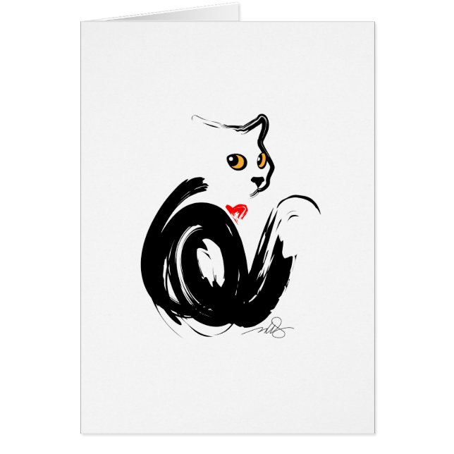 Black Cat 'n' Heart Hälsningskort (Framsidan)