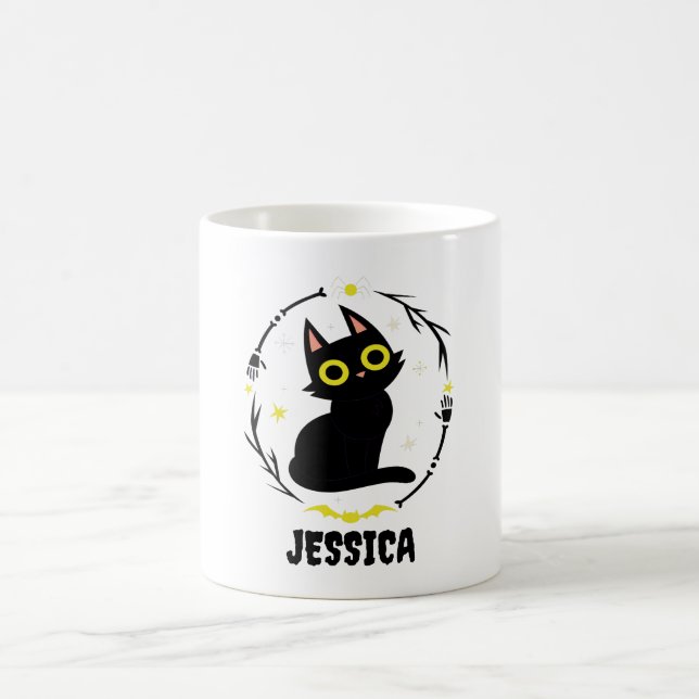 Black Cat Namn - Halloween Cat Kaffemugg (Center)