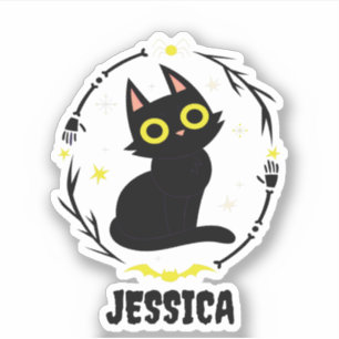 Black Cat Namn - Halloween Cat Klistermärken