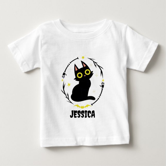 Black Cat Namn - Halloween Cat T Shirt (Framsida)