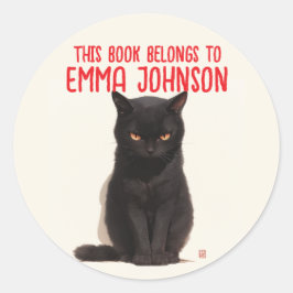 Black Cat Namn Sticker | Tillbaka till skolan Runt Klistermärke