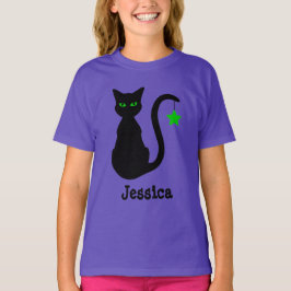 Black Cat Namn T-Shirt (barn)