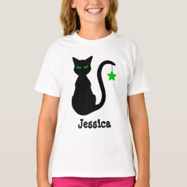 Black Cat Namn T-Shirt (barn)