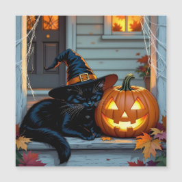 Black Cat Napping på Pumpkin Halloween