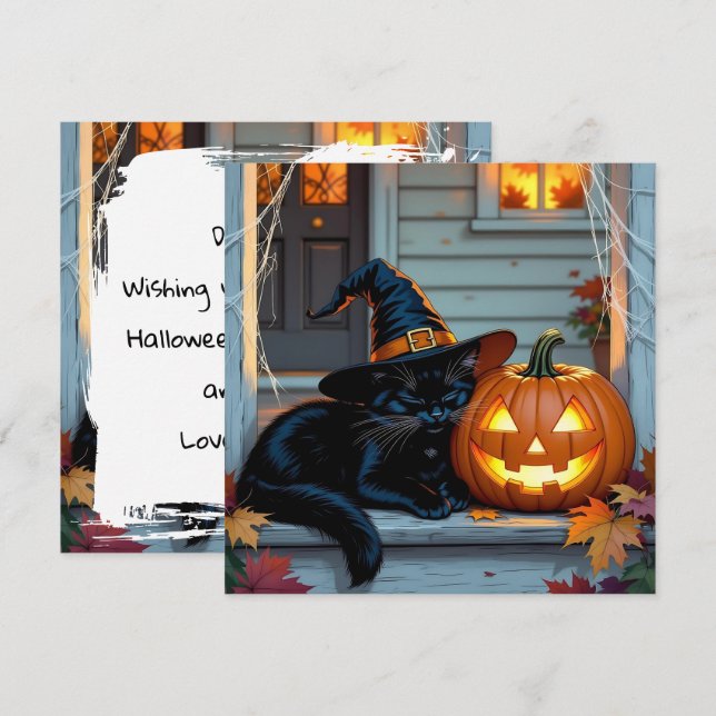 Black Cat Napping Pumpkin Halloween Personlig (Fram/baksida)