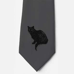 Black Cat Neck Tie Träkol och svart Slips