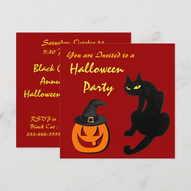 BLACK CAT NINJA HALLOWEEN FEST INBJUDNINGAR (Fram/baksida)