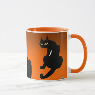 BLACK CAT NINJA Orange Halloween Mugg