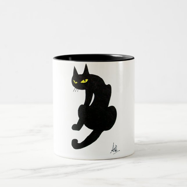 BLACK CAT NINJA White Två-Tonad Mugg (Center)