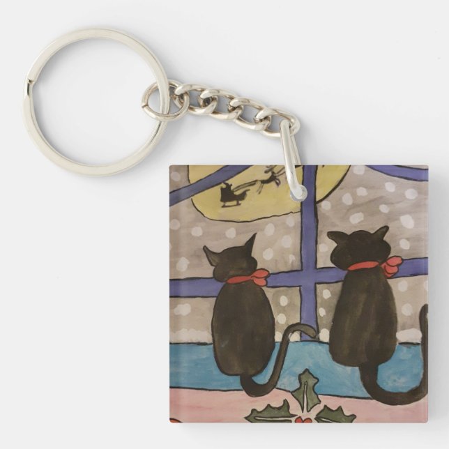 Black Cat-Nyckelringen Akryla Juli (Framsidan)