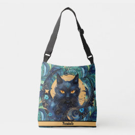 Black Cat och Celestial Måne Crossbody Bag Axelväska