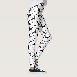 Black Cat och Fladdermus Shapes Cute Halloween Mön Leggings