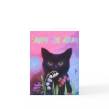 BLACK CAT- OCH FLÖDESKORT FÖR BIRTHDAY-KORT