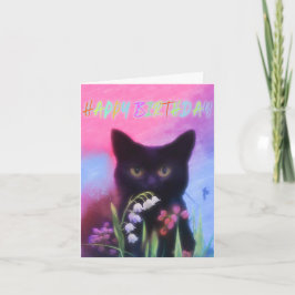 BLACK CAT- OCH FLÖDESKORT FÖR BIRTHDAY-KORT KORT