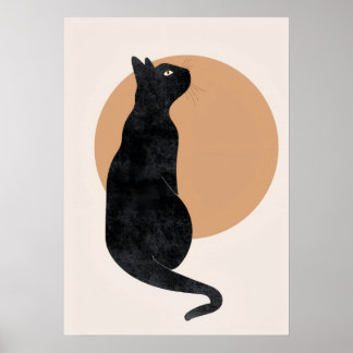 Black Cat och Gult Sol Poster