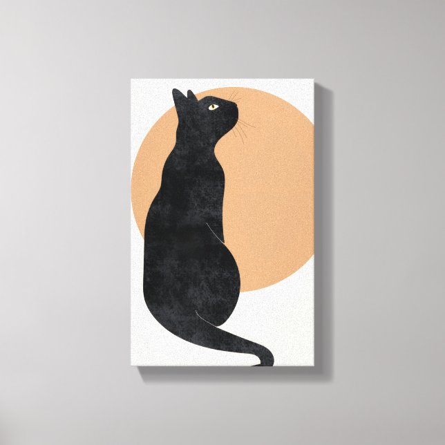 Black Cat och Gult Sol Poster Canvastryck (Framsida)
