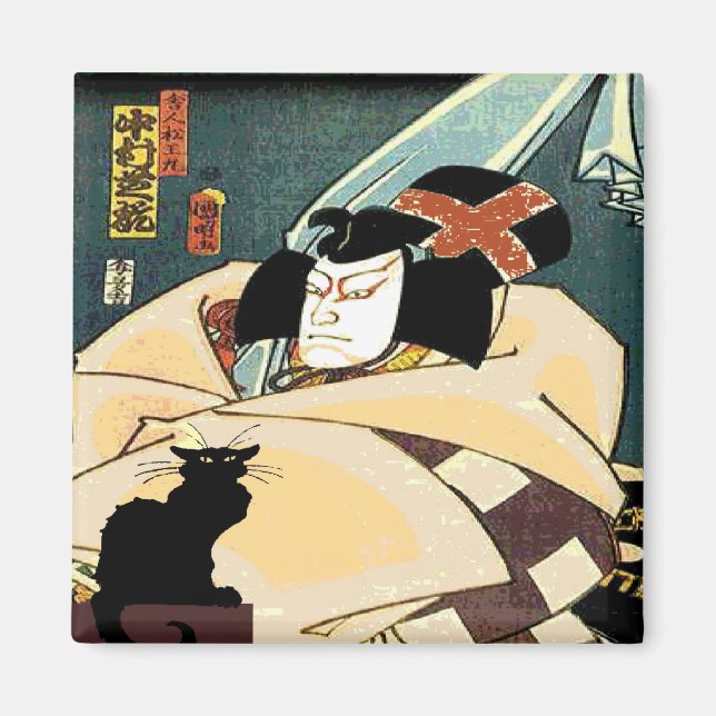 Black Cat och Japansk man Magnet (Framsidan)