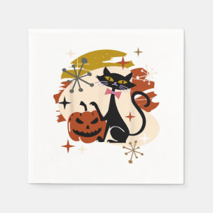 Black Cat och Pumpkin Atomic Retro Halloween T-Shi Pappersservett