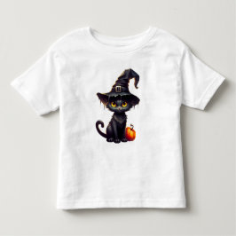 Black Cat och Pumpkin Halloween T Shirt