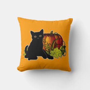 Black Cat och Pumpkin Kudde