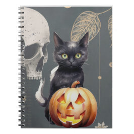 Black Cat och Pumpkin Notebook för Halloween Anteckningsbok
