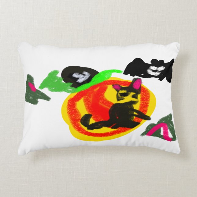 Black Cat och Pumpkin söt Prydnadskudde (Framsidan)
