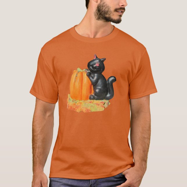 Black Cat och Pumpkin T Shirt (Framsida)