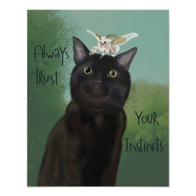 Black Cat och Silke Moth Fototryck (Framsidan)