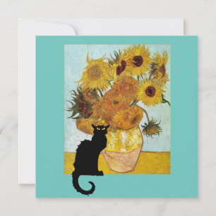 Black Cat och Van Gogh Sunblommor Inbjudningar