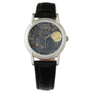 Black Cat of the Starry Himlar eWatch Watch Watch Armbandsur