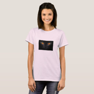 Black cat öga rosa t-shirt