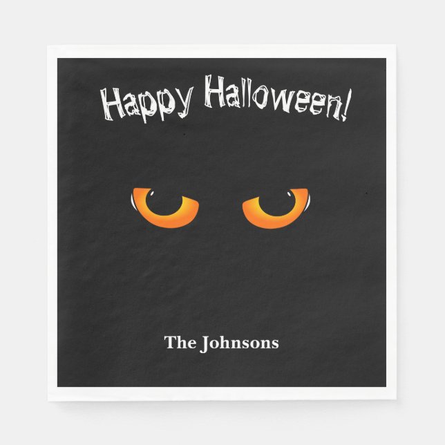 Black Cat Ögon Halloween fest Napkins Pappersservett (Framsidan)