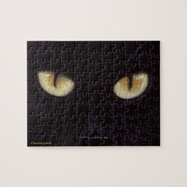 Black Cat Ögon Puzzle Pussel (Horisontell)