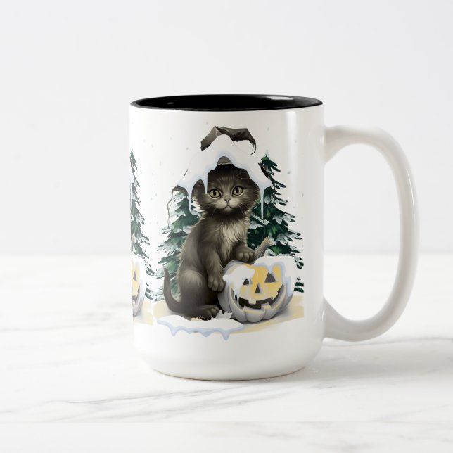 Black Cat On A Jack Två-Tonad Mugg (Höger)
