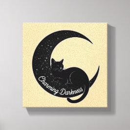 Black Cat on the Crescent Moon: Charm of Darkness Canvastryck
