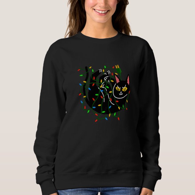 BLACK CAT ONWERS CHRISTMAS LIGHT T SHIRT (Framsida)