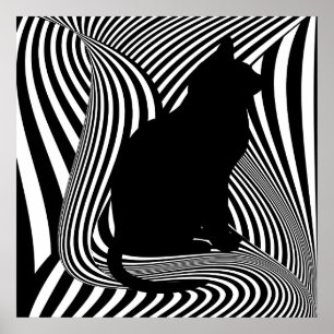 Black Cat - Optical Art Studio Poster