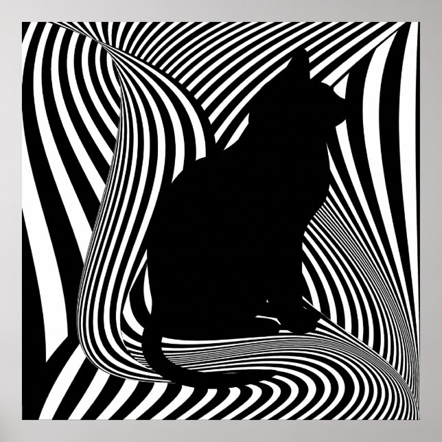 Black Cat - Optical Art Studio Poster (Framsidan)
