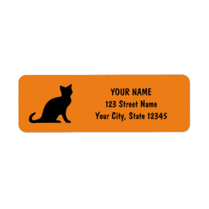 Black cat orange Halloween-returetiketter Returadress Etikett
