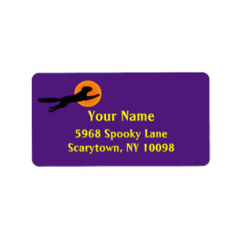 Black Cat Orange Måne Anpassningsbar Halloween Lab Adressetikett