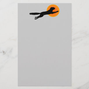 Black Cat Orange Måne Halloween Stationery Brevpapper