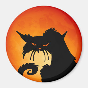 Black Cat Orange Måne Magnet