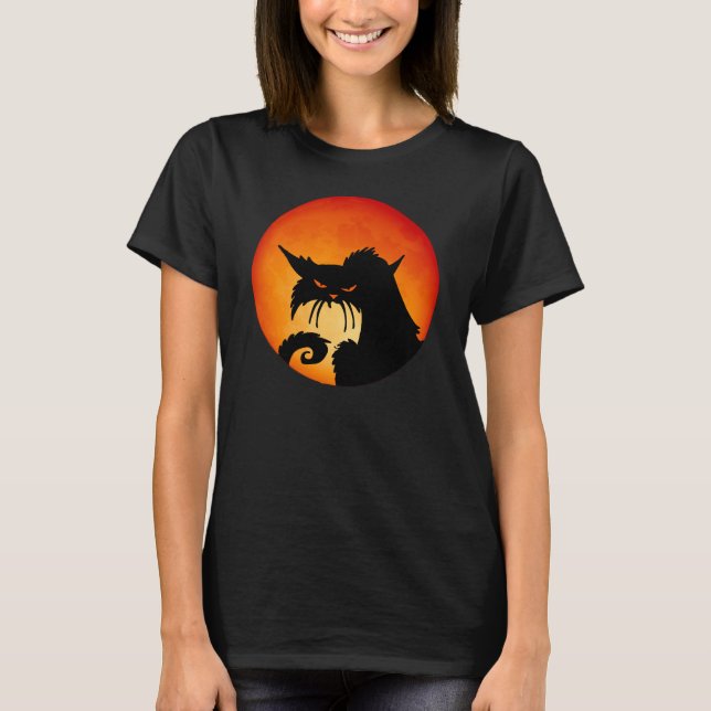 Black Cat Orange Måne Tee (Framsida)