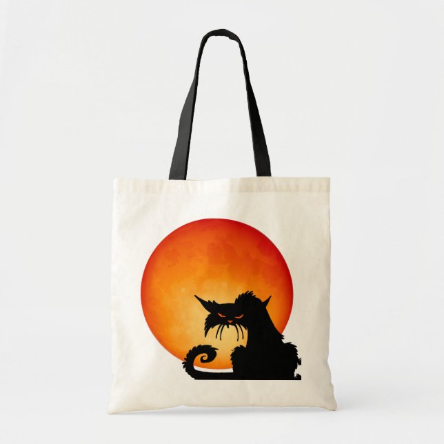 Black Cat Orange Måne Tygkasse (Framsidan)