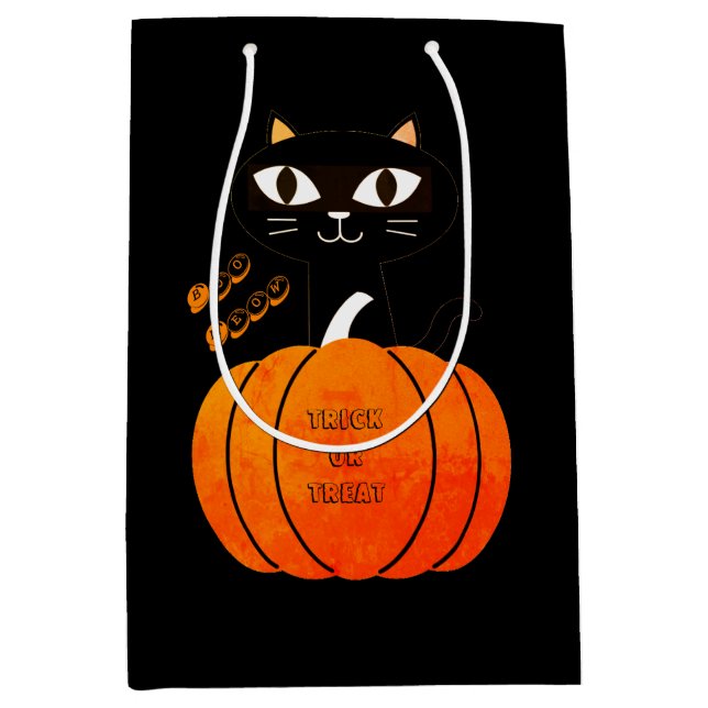 Black Cat Orange Pumpkin Bus eller godis Halloween (Framsidan)