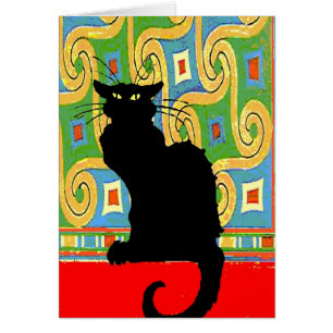 Black Cat på Abstrakt Tapet Hälsningskort