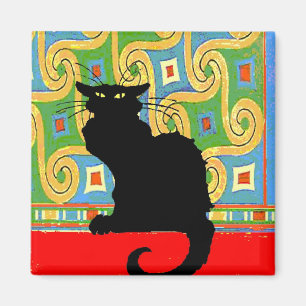 Black Cat på Abstrakt Tapet Magnet
